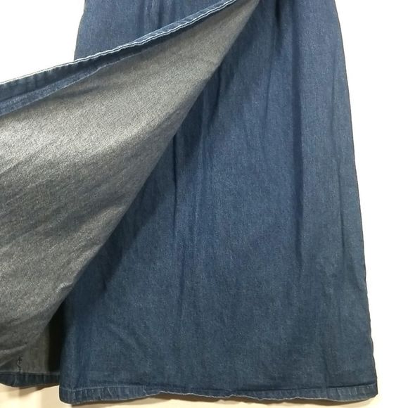 Vintage Denim Embroidered Dress - Maxi Long Blue Jean Dress - TABI - Size 8 - Picture 8 of 9